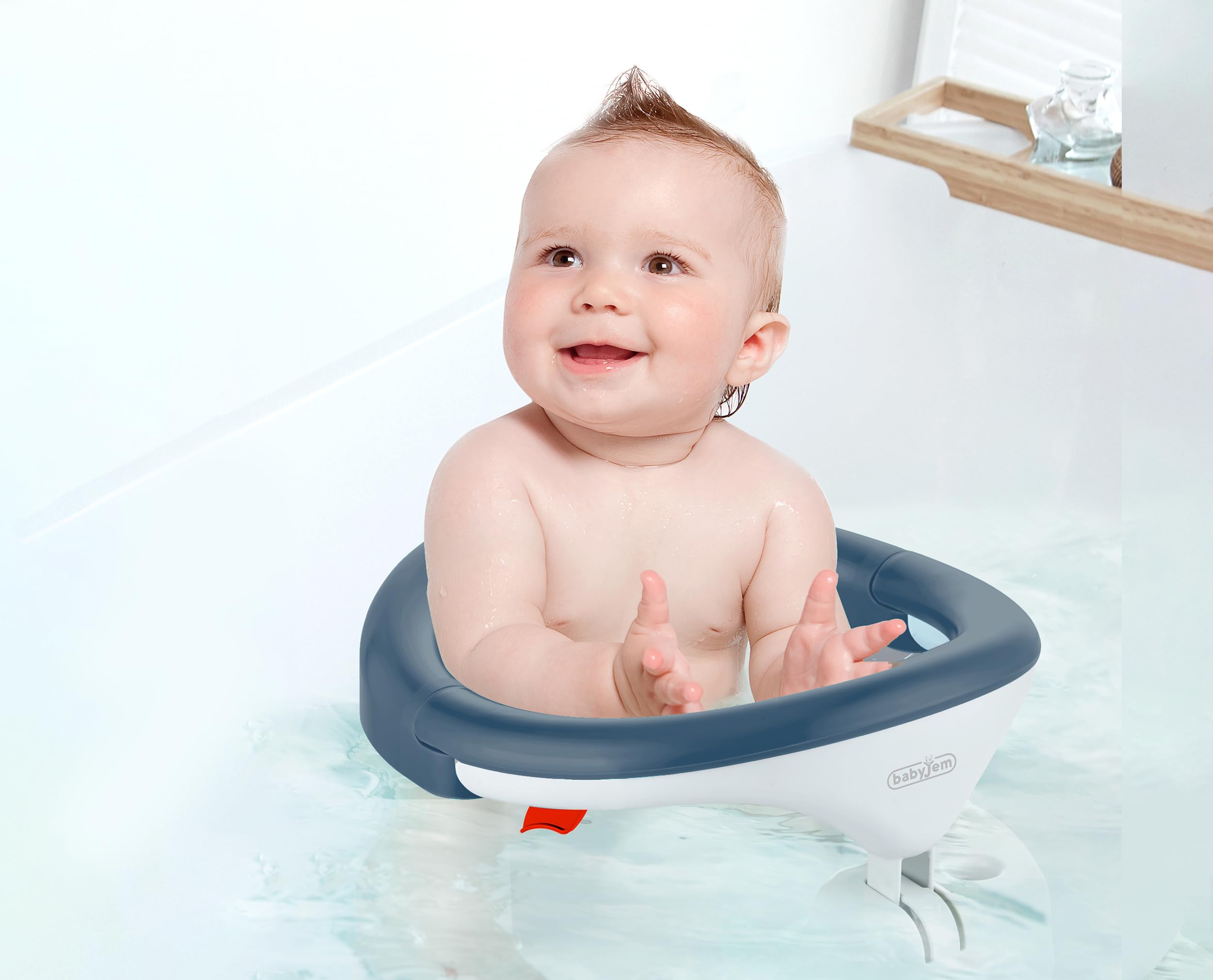 Babyjem Baby Badesitz Badewannesitz Babywanne Sitz, Indigo, ab 6 Monaten, BPA-frei, mit Saugnäpfen, Kunststoff