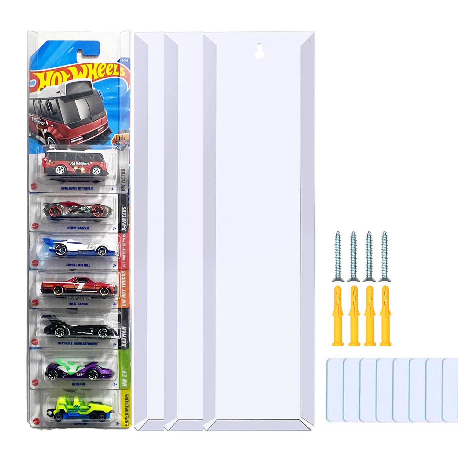 4 Pack Clear Model Car Display Case - Holds up to 40 Cars, Compatible with Hot-Wheels Packaged Cars, Toy Car Storage Organizer Wall Mount Toy Car Storage Display Case