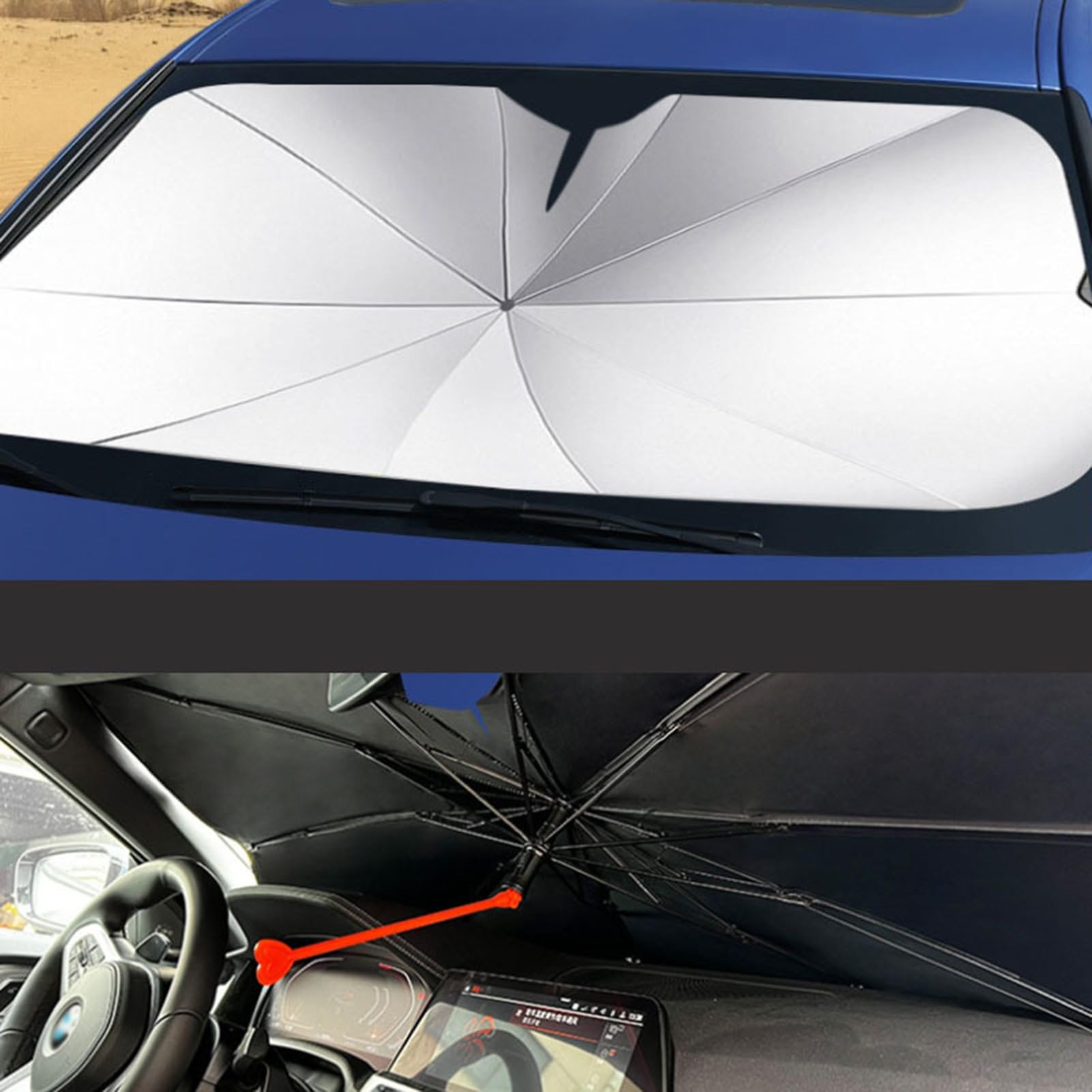 Coche Sun Shade Parabrisas De Coche Parasol Protección Solar Paraguas Plegable Auto Ventana Delantera Cubierta Coche Plegable Parasol