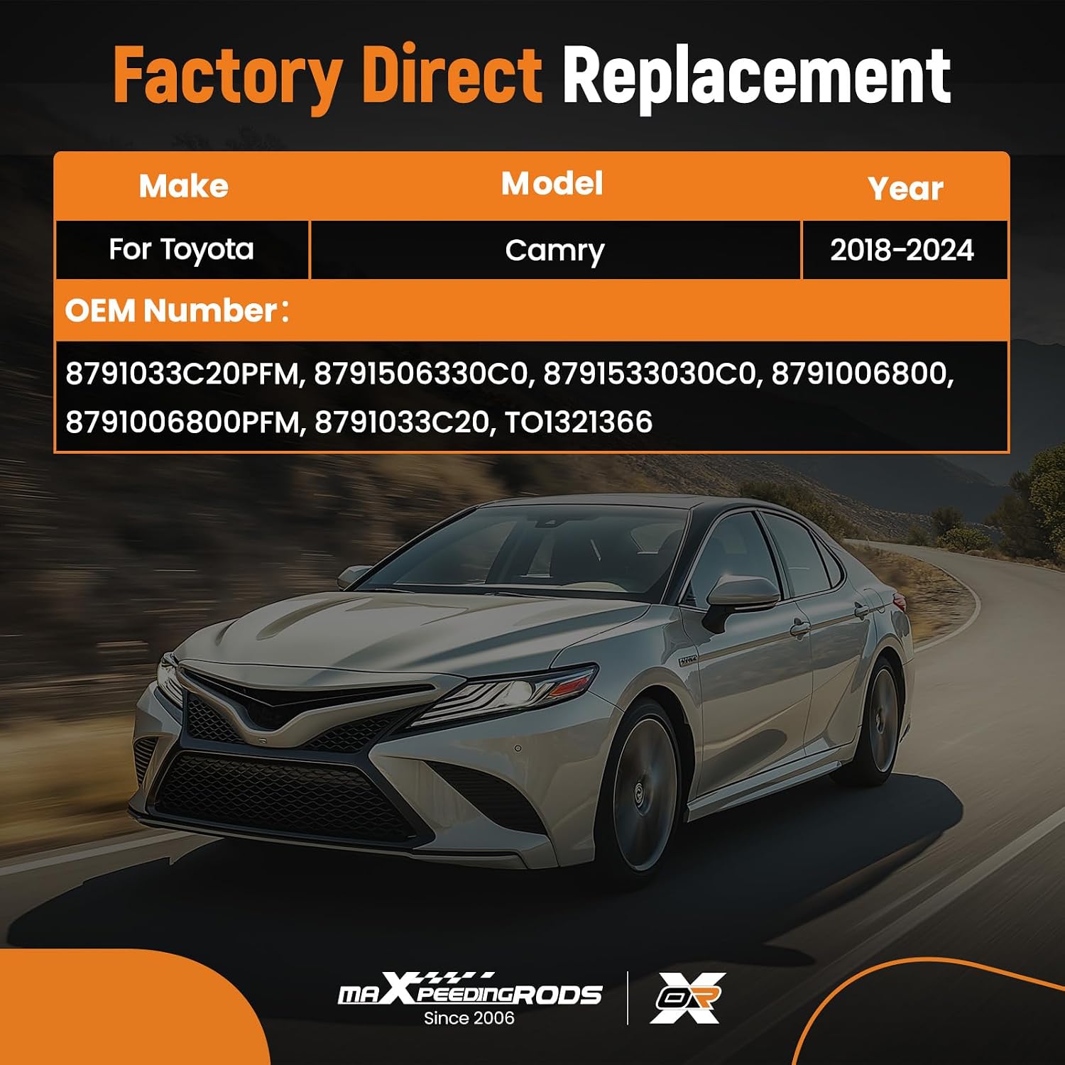 maXpeedingrods Passenger Side View Mirrors for 2018-2024 Toyota Camry with Power Glass Non-Heated Manual Folding White Exterior Mirror, Replaces 8791033C20PFM(3 Pins)