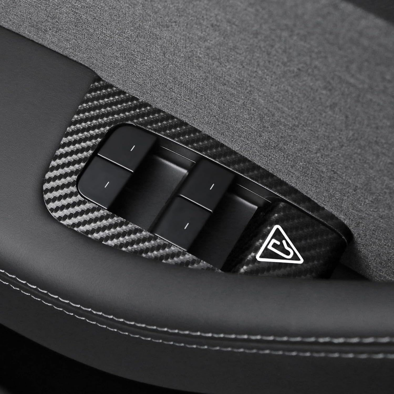 BETTERHUMZ Car Door Window Switch Panel Cover for Tesla Model Y Juniper 2025 2026 Performance Suede Carbon Fiber Leather Window Frame Trim Interior Tuning Accessories (Carbon Fiber)
