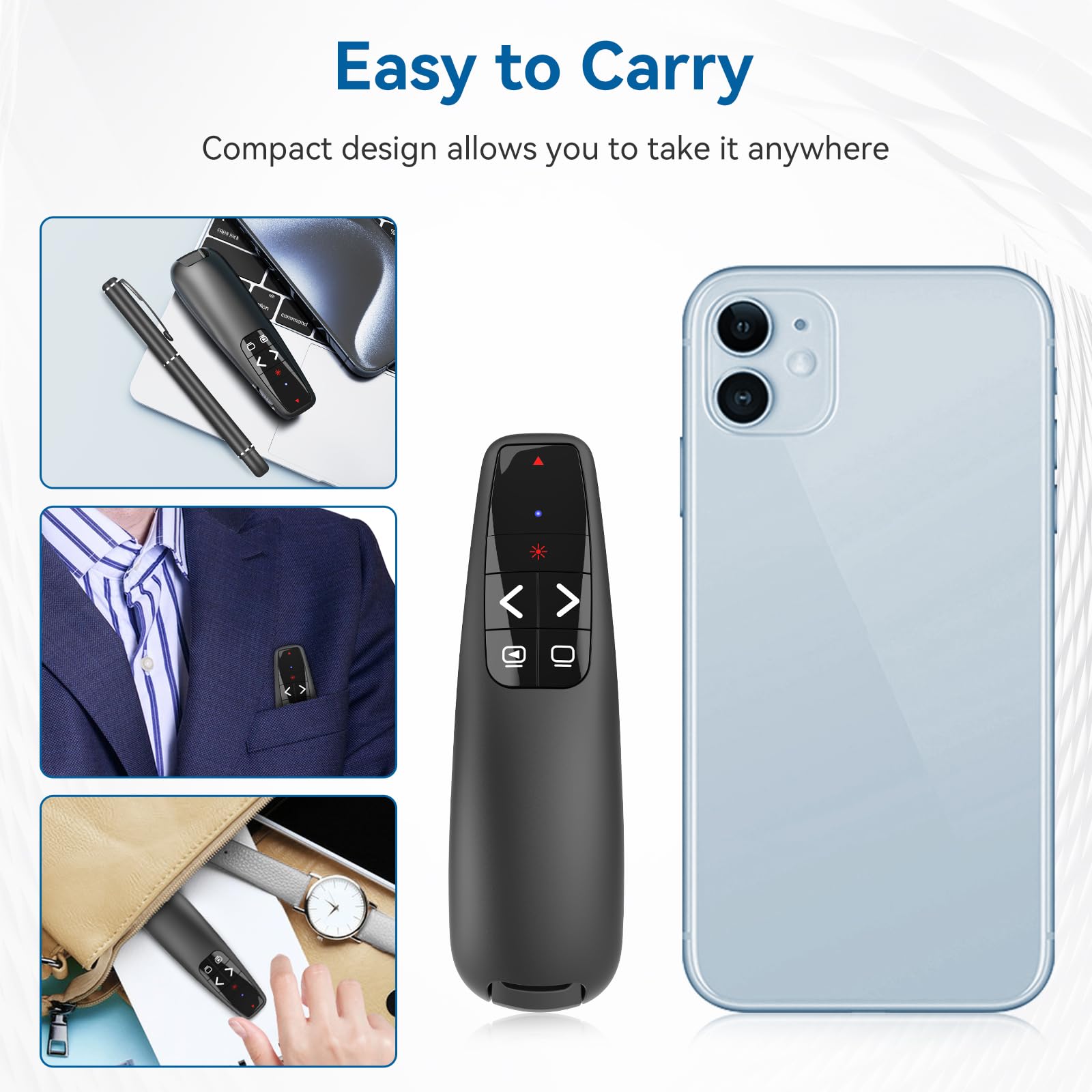 Télécommande Presenter PowerPoint Avec Pointeur Laser Rouge - Sans Fil 2.4GHz USB-C Windows Mac