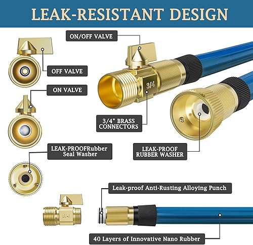 Miniatura 4 de Manguera de jardín de 50 pies, manguera de jardín flexible expandible de 2.5X, manguera de agua de látex retráctil ligera, boquilla rociadora de 10