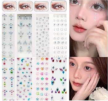 Amazon.co.jp: Daisyium 8枚 ラインストーン フェイスシール キラキラ