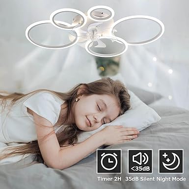 KeLuKes KeLuKes Plafondventilator met licht compatibel met Alexa en Google Assistant, 100 cm woonkamer plafondventilator licht, stille timer, dimbare omkeerbare ringventilatoren met lampen, zwart photo 3