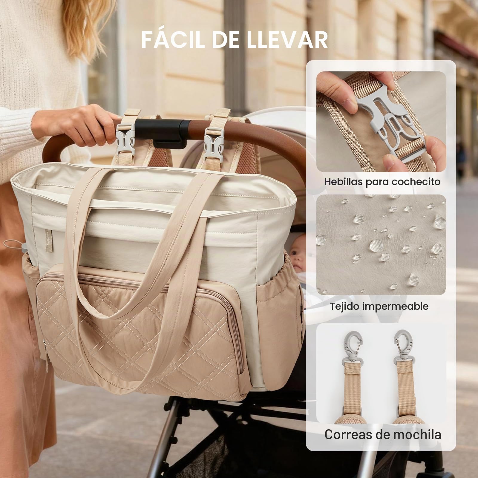 G4Free Bolsa de pañales convertible con correa de almacenamiento