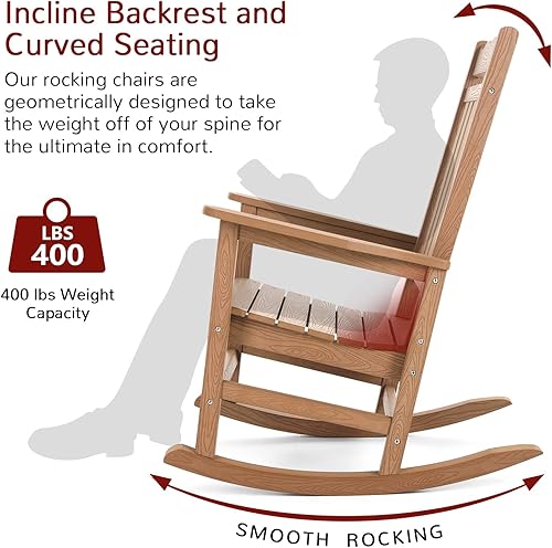 Miniatura 5 de Stoog Mecedora de gran tamaño para exteriores, balancín de porche con capacidad de peso de 400 libras, resistente a la intemperie, para patio