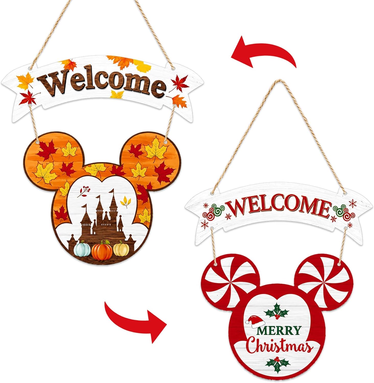Fall Thanksgiving Christmas Door Decorations Mouse Wreaths for Front Door