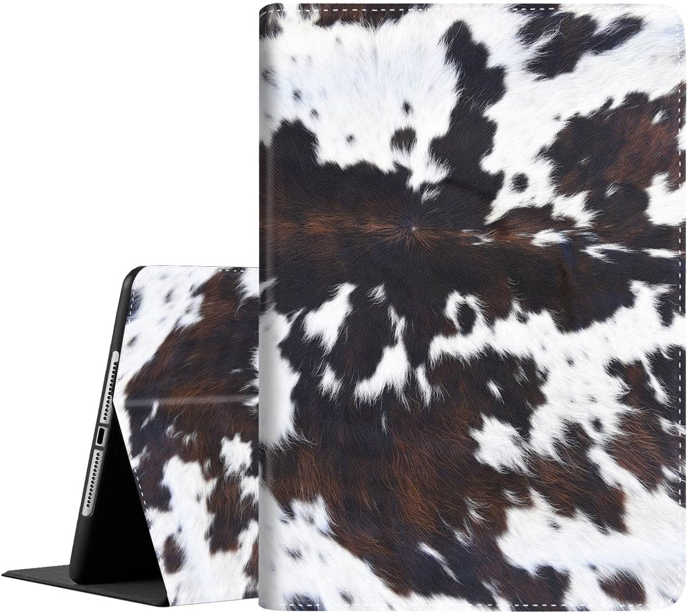 Case for iPad 9th / 8th / 7th Generation (2021/2020/2019) 10.2 inch/ iPad Air 10.5" 2019 / iPad Pro 10.5",Leather Smart Cover with Auto Wake/Sleep, Cowhide Brown Black Cow