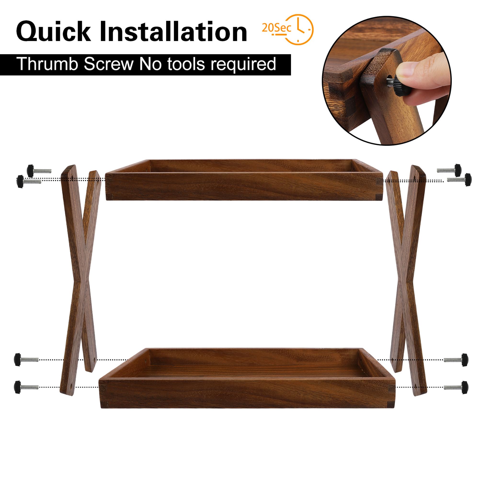 Organizador de madera para encimera, estante de madera de 2 niveles para accesorios de barra de café, organizador de especias de cocina, organizador de almacenamiento de condimentos para el