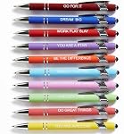 Funny Pens,12PCS Demotivational Sarcastic Negative Quotes Ballpoint Pen Snarky Office Pen Set for Writing with Stylus Tip Funny Gag Gifts for Women Men Friend, Black Ink 1mm(10)