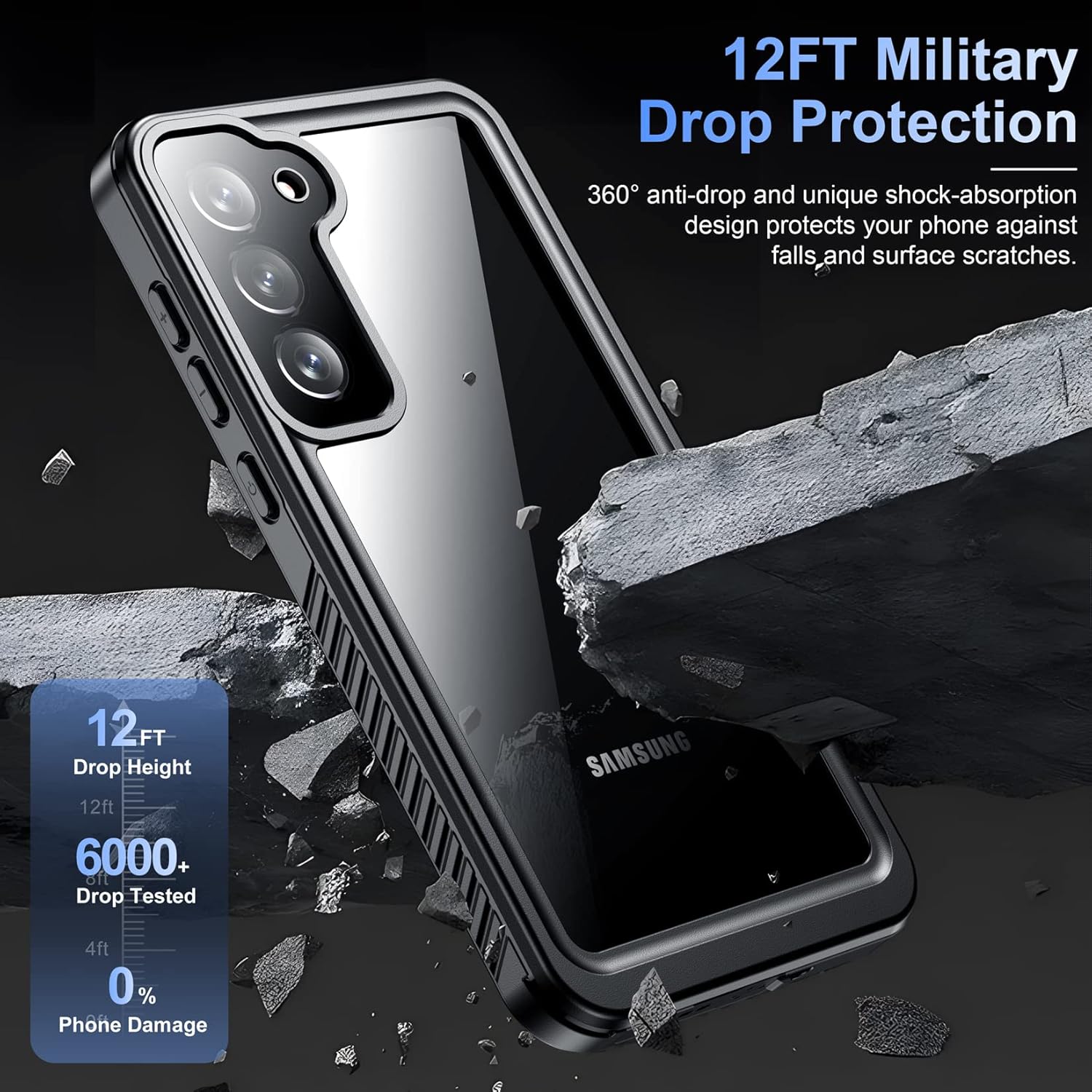Temdan for Samsung Galaxy S23 Case,Waterproof Built-in Lens & Screen Protector[Full Body Shockproof][12 FT Military Drop Proof][Dustproof][IP68 Underwater] Case for Galaxy S23 5G Blue