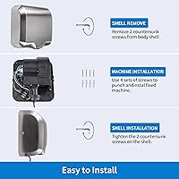 Vista 6 de Goetland Secador de manos comercial de acero inoxidable 1800w automático de alta velocidad resistente con pulido mate, paquete de 2