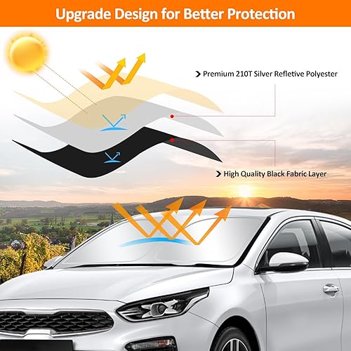 Miniatura 4 de D-Lumina Parasol para parabrisas para Kia Forte 2019-2023, plegable, bloquea los rayos UV, protector de visera frontal, accesorios interiores