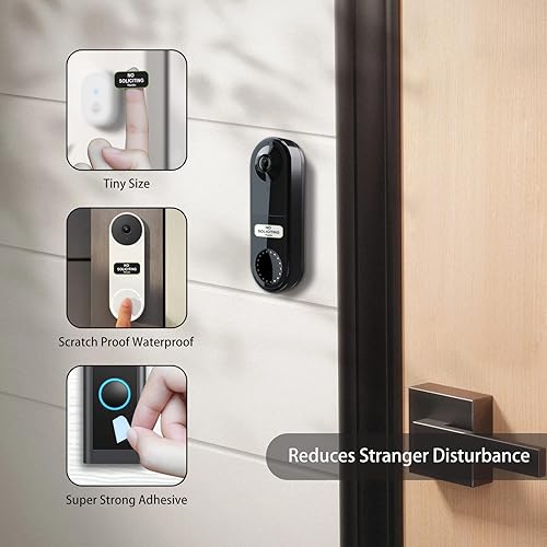 Miniatura 6 de Letrero pequeño de No Soliciting para casa, 1 x 0.5 pulgadas, compatible con la mayoría de timbres de puerta, resistente a la intemperie y
