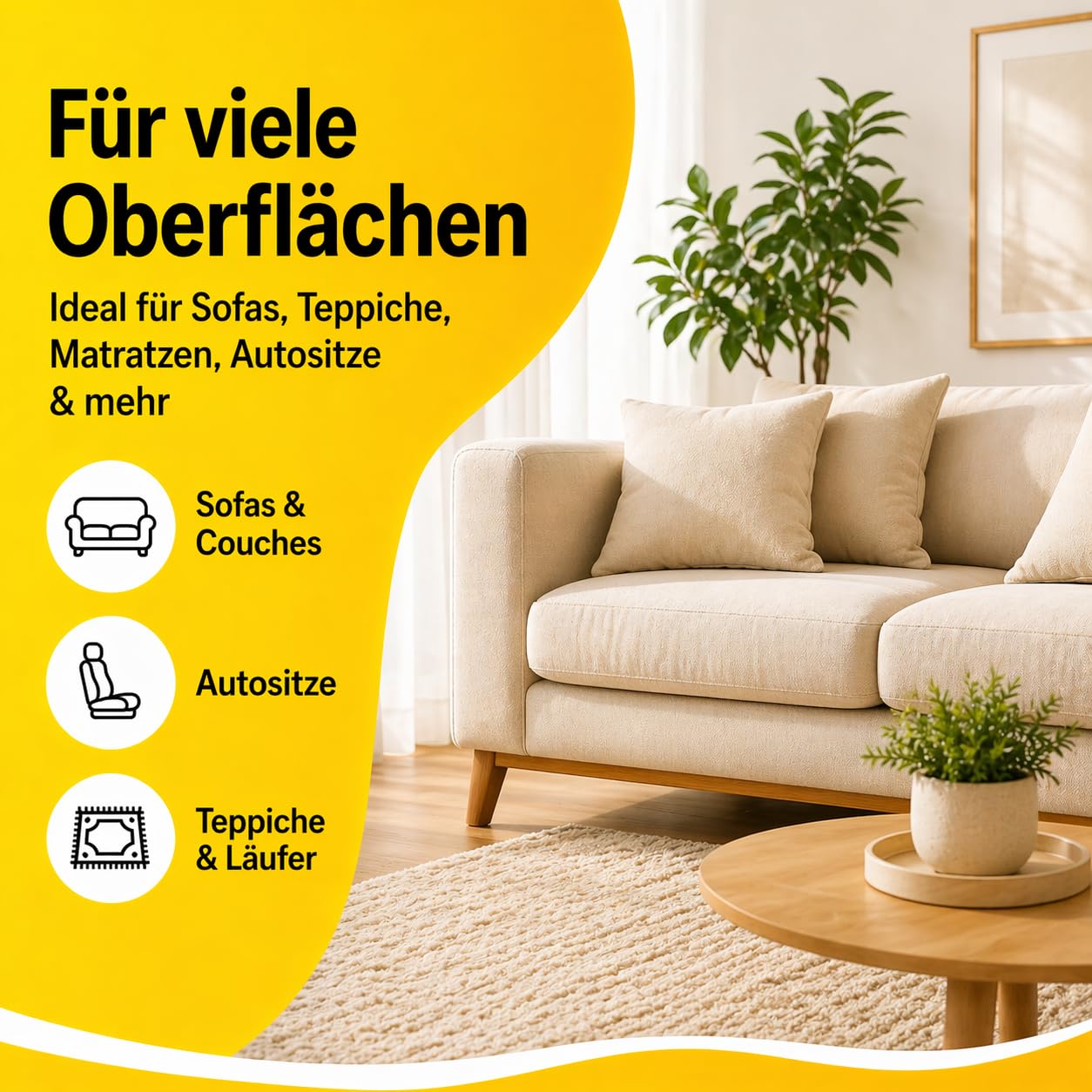 Polster- & Teppichreiniger 3x 1000ml - KONZENTRAT - Für Sofa, Teppich, Matratzen & Autositze - Tiefenreiniger gegen Flecken, Schmutz & Gerüche - Für Waschsauger & Nasssauger