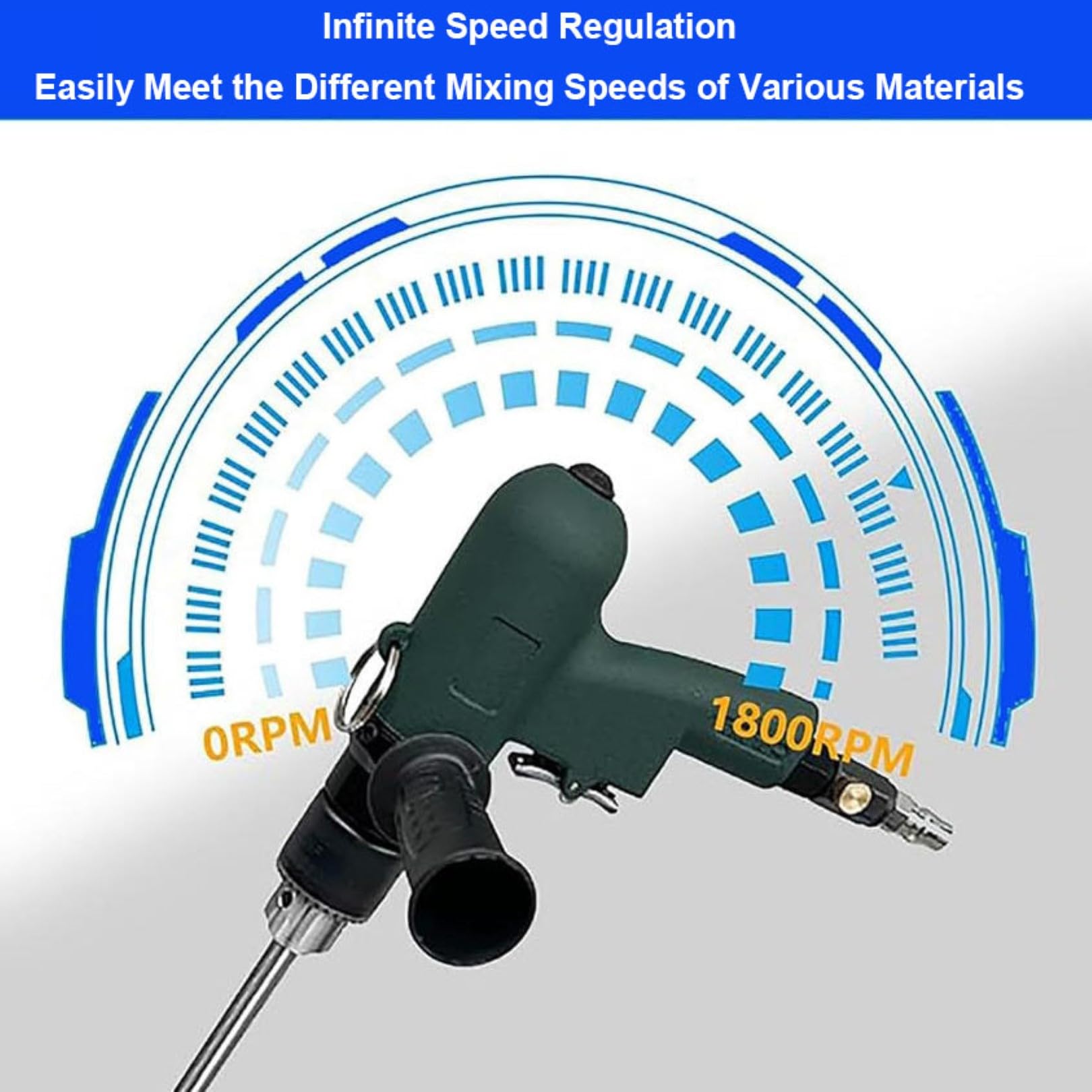 Mezclador neumático portátil de velocidad ajustable con marcha atrás, agitador de aire de mano de 1800 RPM para pintura, masilla, recubrimientos