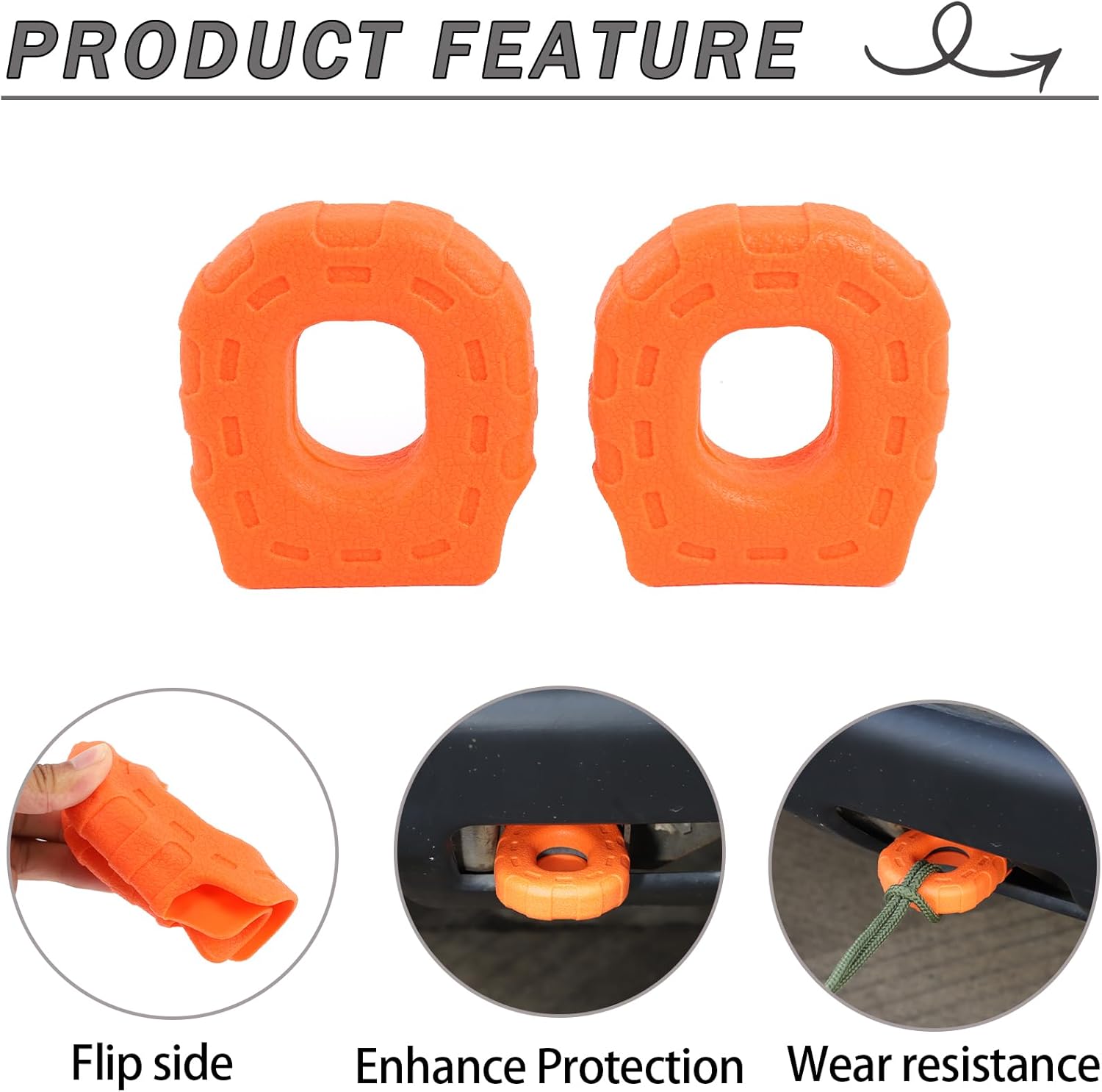 Car Front Tow Hook Cover Compatible with Hummer H2 2003-2009 Front Bumper Towing Hitch Cover Rubber Tow Hook Protector Cover Accessories (Orange)