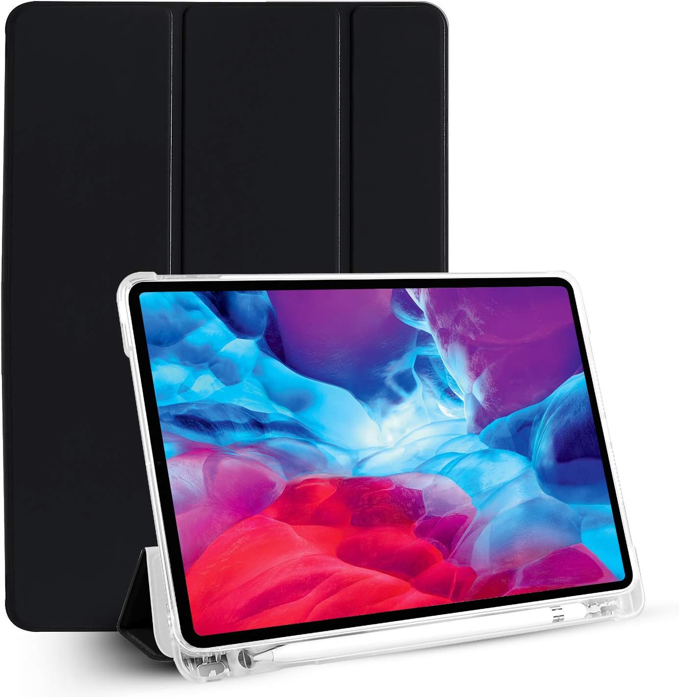 GRIPP Rhino Shockproof Case for iPad Pro 12.9 inch (4th/5th/6th Generation) (2020/2021/2022) | iPad Air 13 inch (M2/M3) (2024/2025), Dual Material, Pencil Holder & Auto Sleep/Wake Flip Cover - Black
