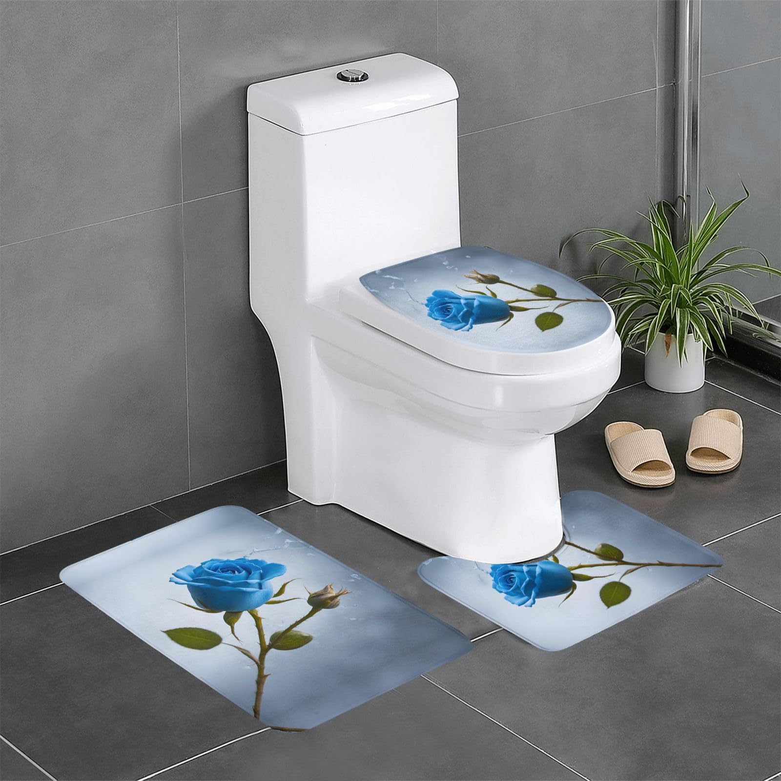 Tapis de salle de bain bleu absorbant durable 61 x 40,6 cm