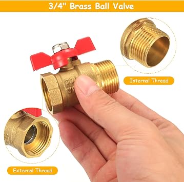 2 Pcs Brass Ball Valve, 3/4 Inch Ball Valve Male x Female, 3/4 IG/AG Valves with Lever Handle for Water Pipes Faucets