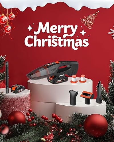 Miniatura 2 de Aspiradora de coche e inflador de neumáticos 2 en 1, aspiradora de mano inalámbrica de 20 V y bomba de aire de 150 PSI con manómetro de presión,