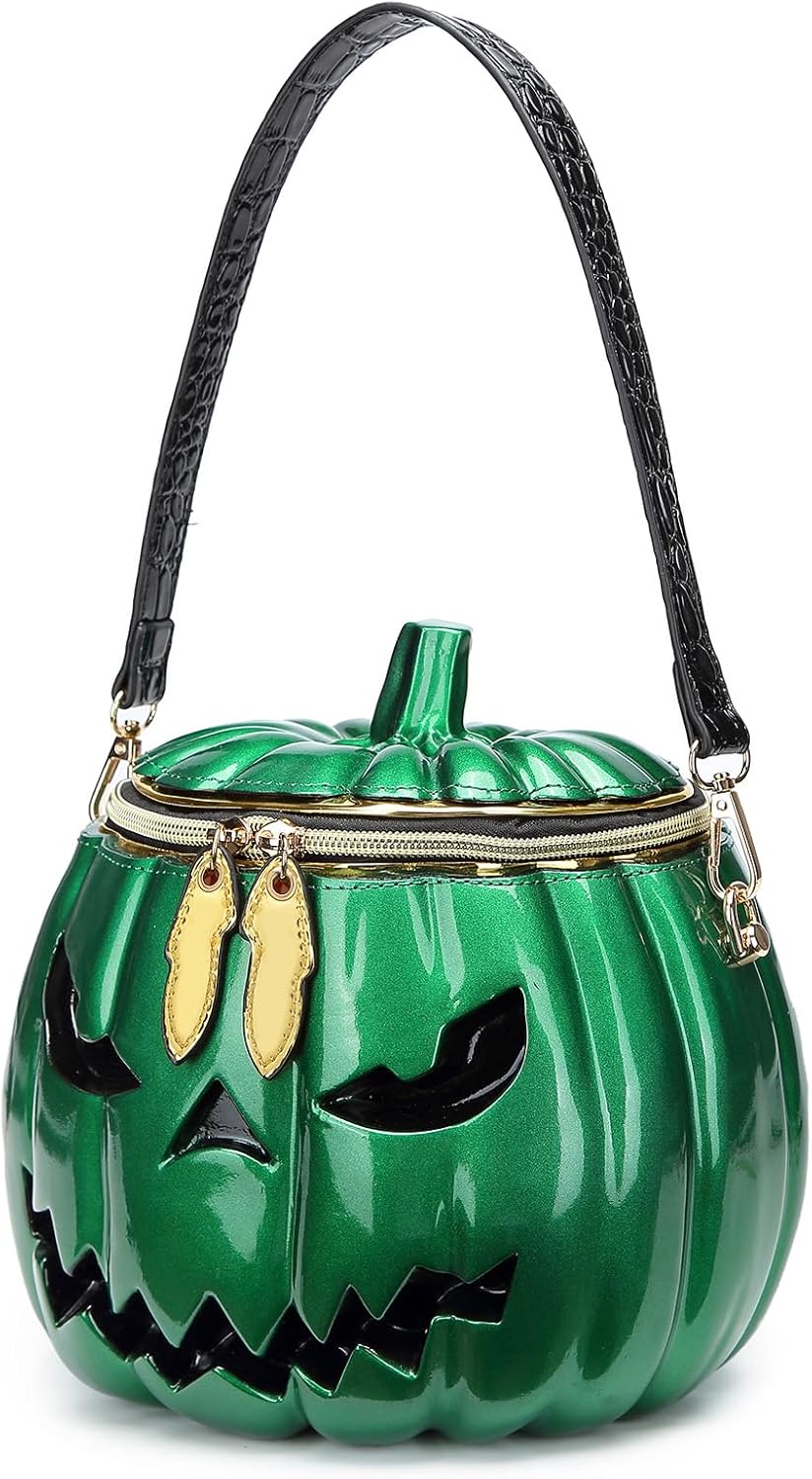 Women Unique Novelty Crossbody Shoulder Bag Handbag Men PVC Weird Horror Halloween Pumpkin Purse