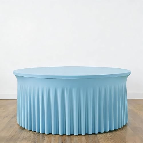 Miniatura 69 de Mantel redondo de 60 pulgadas blanco con borde elástico – Mantel ajustado sin arrugas y lavable para mesa redonda de 5 pies, mantel reutilizable