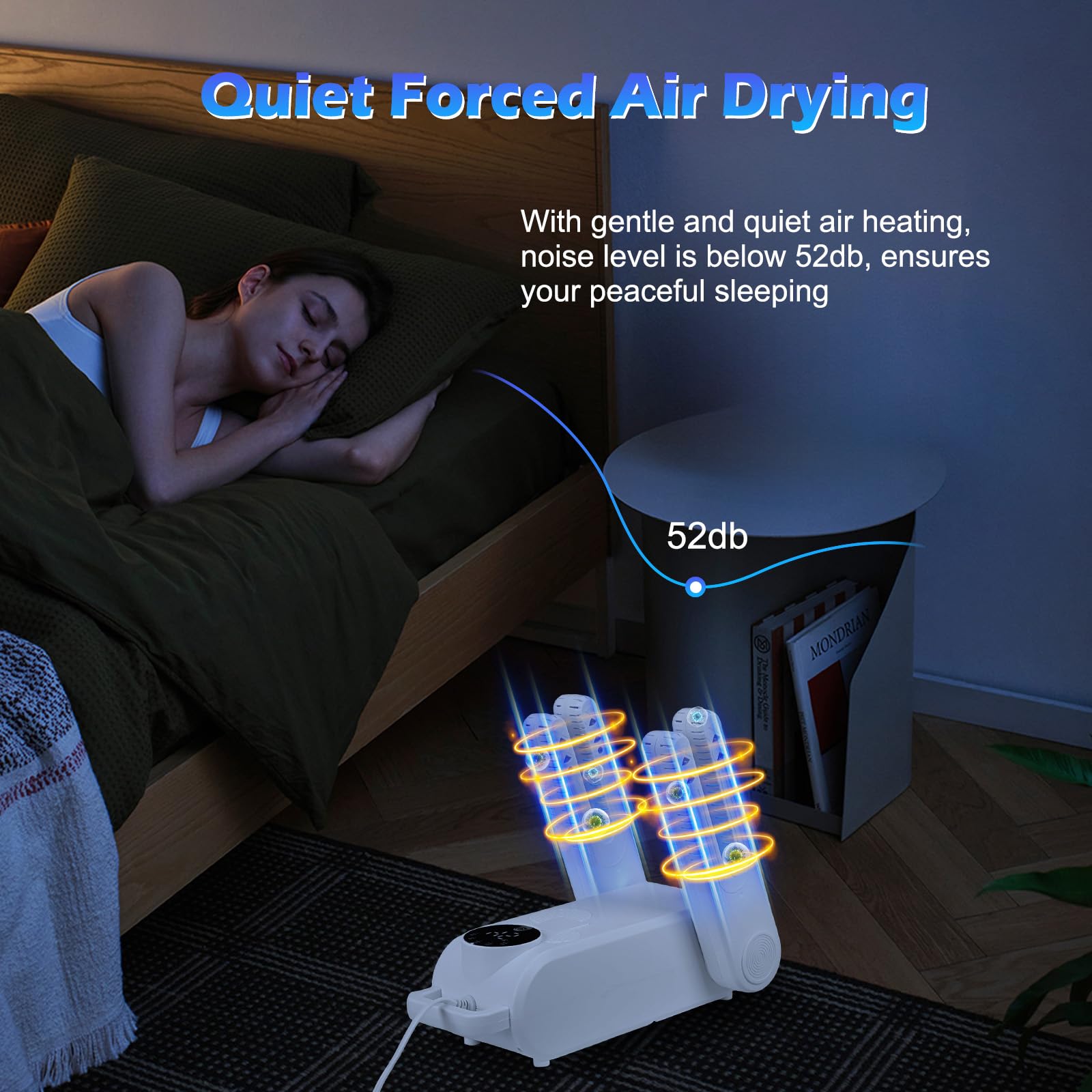 Secador de Zapatos Eléctrico, Secador y Refrescador de Zapatos, Secador de Botas de Esquí con 5 Temporizador, 180° Ajustable Tendederos, Shoe Dryer para Zapatos, Calcetines, Guantes