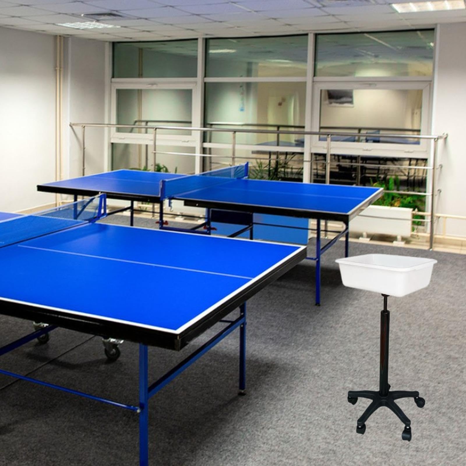 Support à Balles De Ping-pong Portable Avec 4 Roues – Hauteur Réglable 60-80 Cm, Capacité 200 Balles – PVC Et Acier, Facile à Déplacer