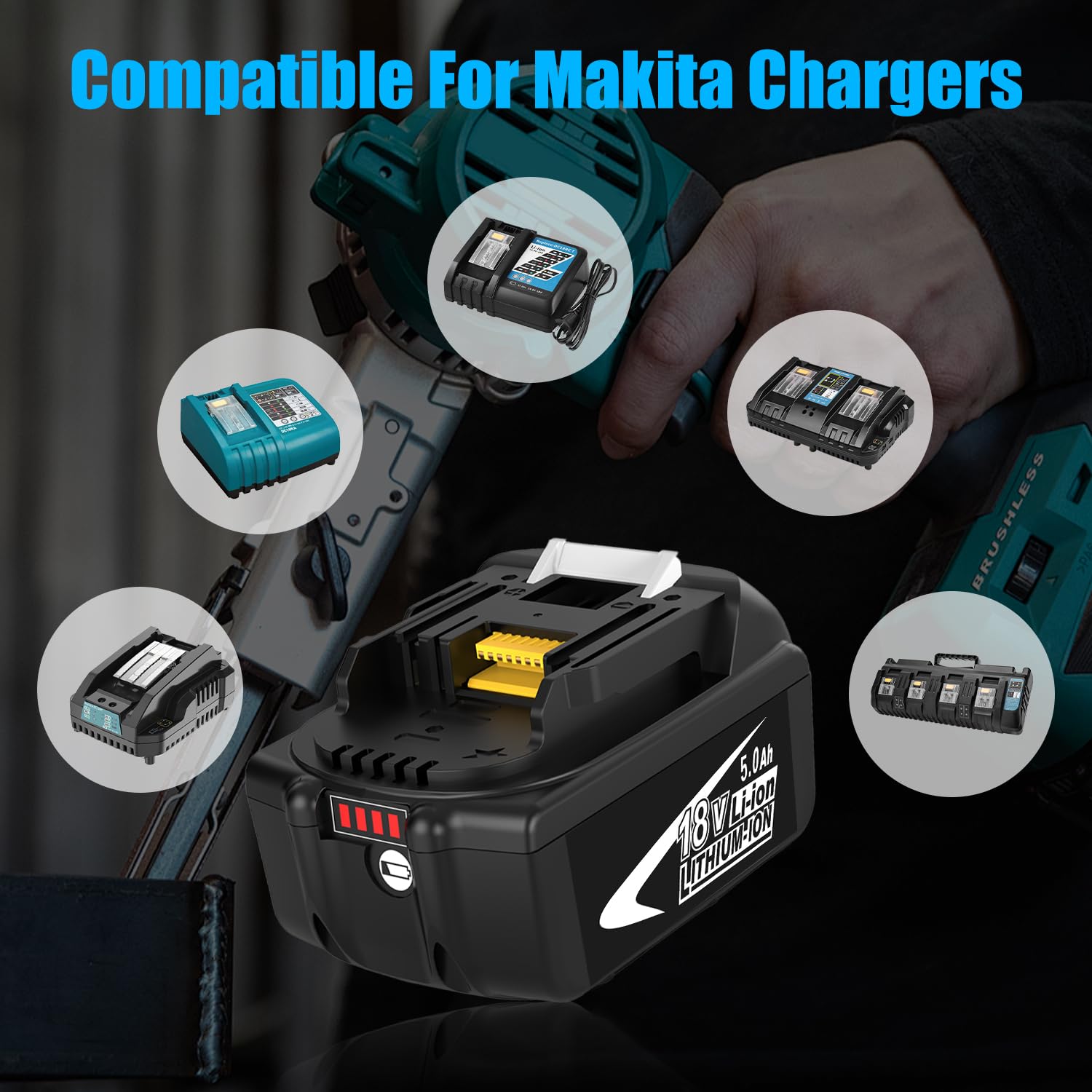 [2 Pièces] BL1850B Remplacement pour Makita Batterie 18V 5.0Ah BL1850 BL1860B BL1860 BL1845 Compatible Charge Rapide DC18RC DC18RD-Compatible Outils sans Fil LXT DHP485 DTD154 DHS68