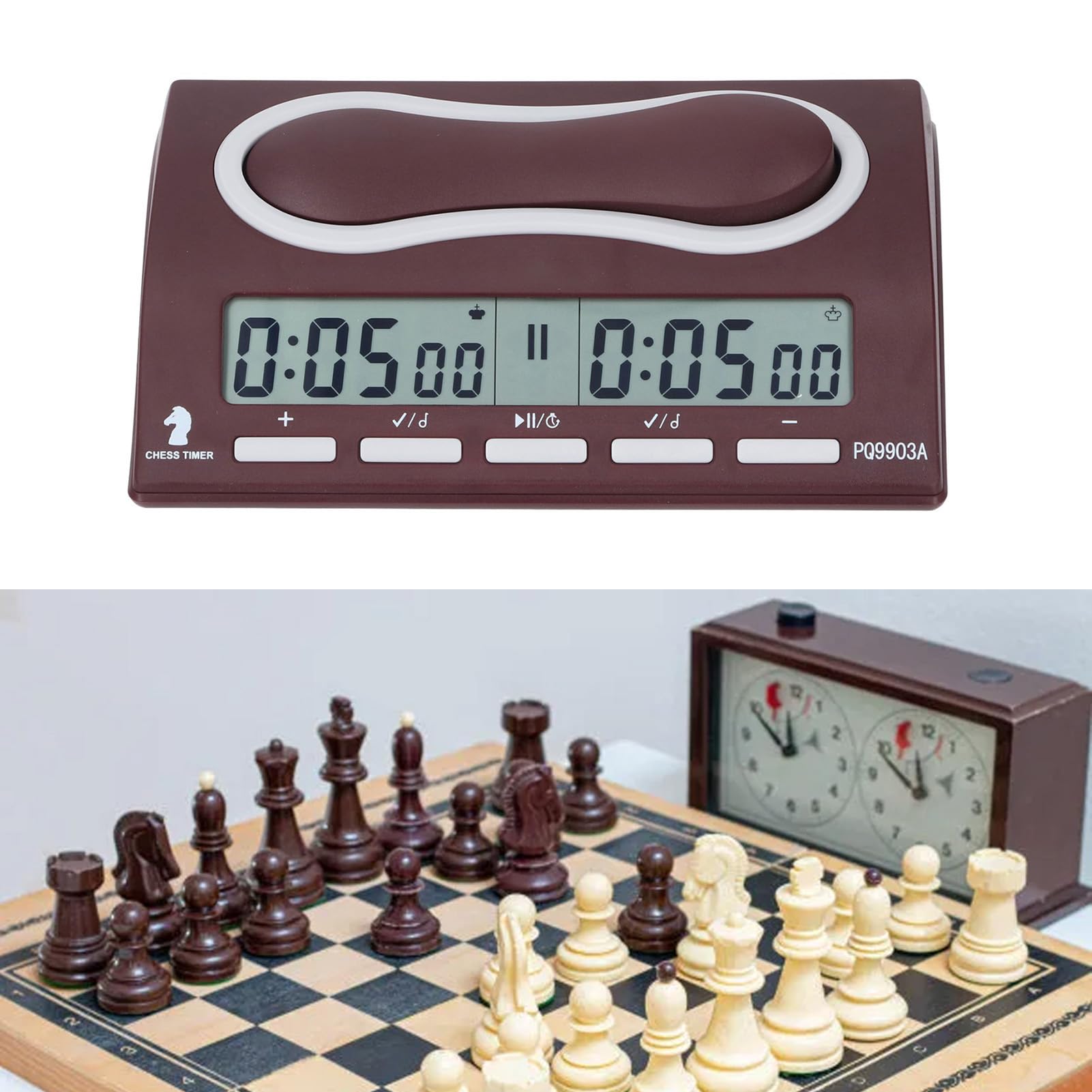 Digitaler Schachuhr-Timer, Professionelle Multifunktions-Schachuhr, Bonus-Verzögerungsmodus-Countdown mit Vintage-Schönheit, Kombiniert Präzise und Retro-Ästhetik