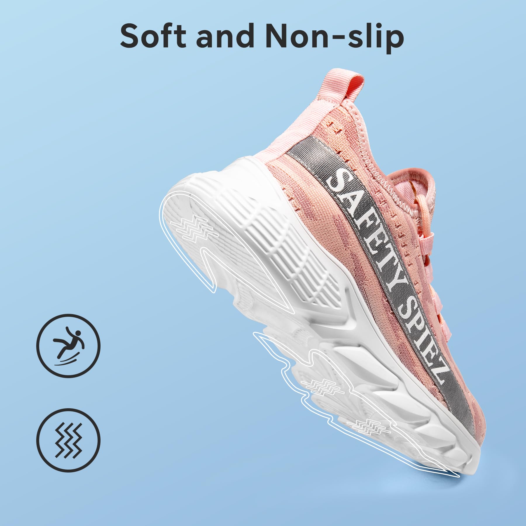SPIEZ Zapatos de Trabajo Mujer, Zapatillas de Seguridad Ligeras y Transpirables con Puntera de Plástico, Calzado de Seguridad sin Cordones para el Trabajo y el Uso Diario