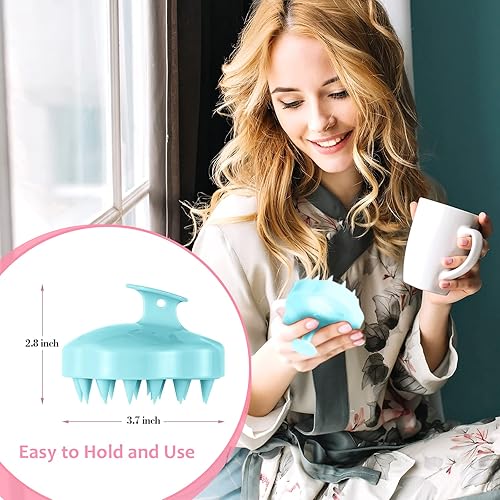 Miniatura 6 de URTHEONE Cepillo de champú masajeador de cuero cabelludo, cepillo de silicona suave para cabello húmedo y seco, relaja el cuero cabelludo, reduce la