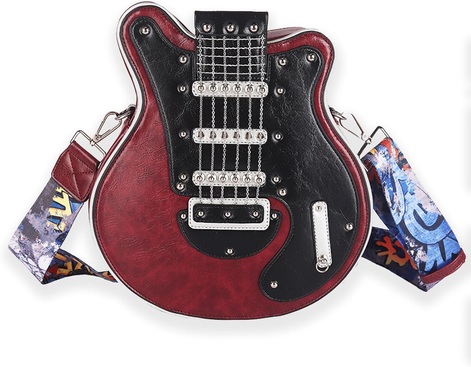 Guitar Purse, Men and Women Guitar Shaped Crossbody Shoulder Bag, Novelty Crossbody Bag for Women with Adjustable Shoulder Strap