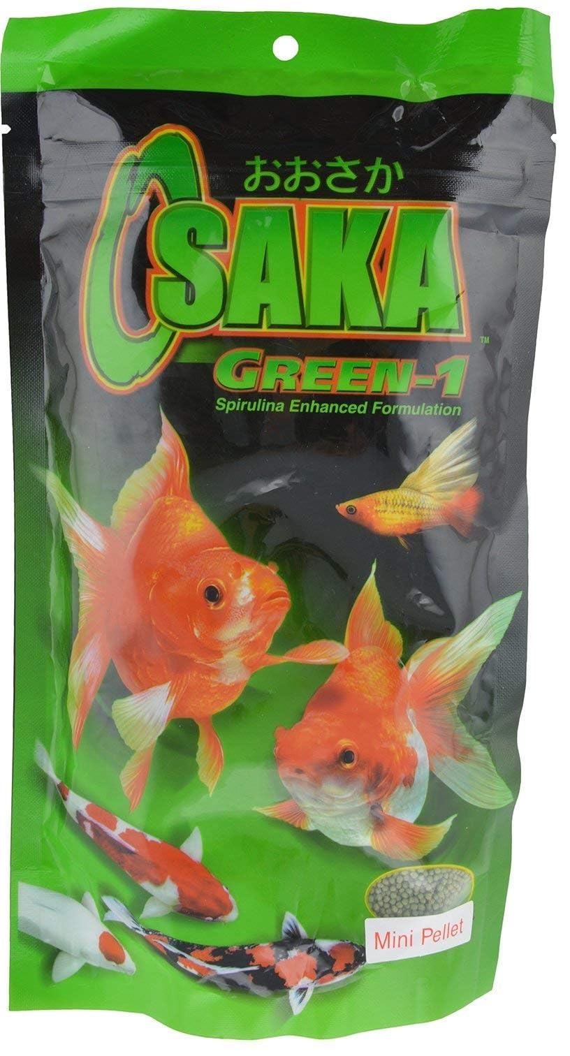 S-Pets Osaka Green-1 Fish Food | 200 G | Mini Pellet | Spirulina Enhanced Formulation | Balanced Diet for Goldfish and Fancy Carp,All Life Stages