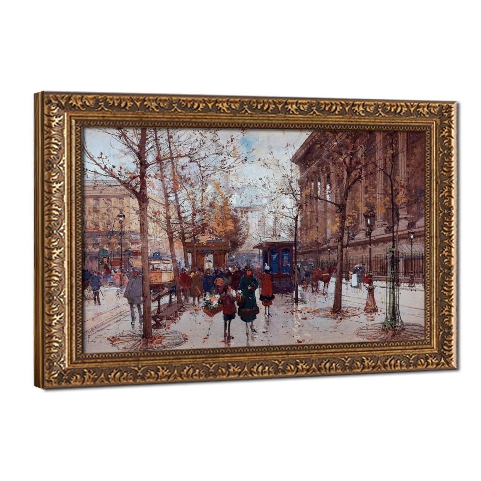 WCYB La Madeleine by Eugene Galien-laloue Posters Prints Canvas Deco Paintings Wall Art Hangable Frame 24" L X 36" W