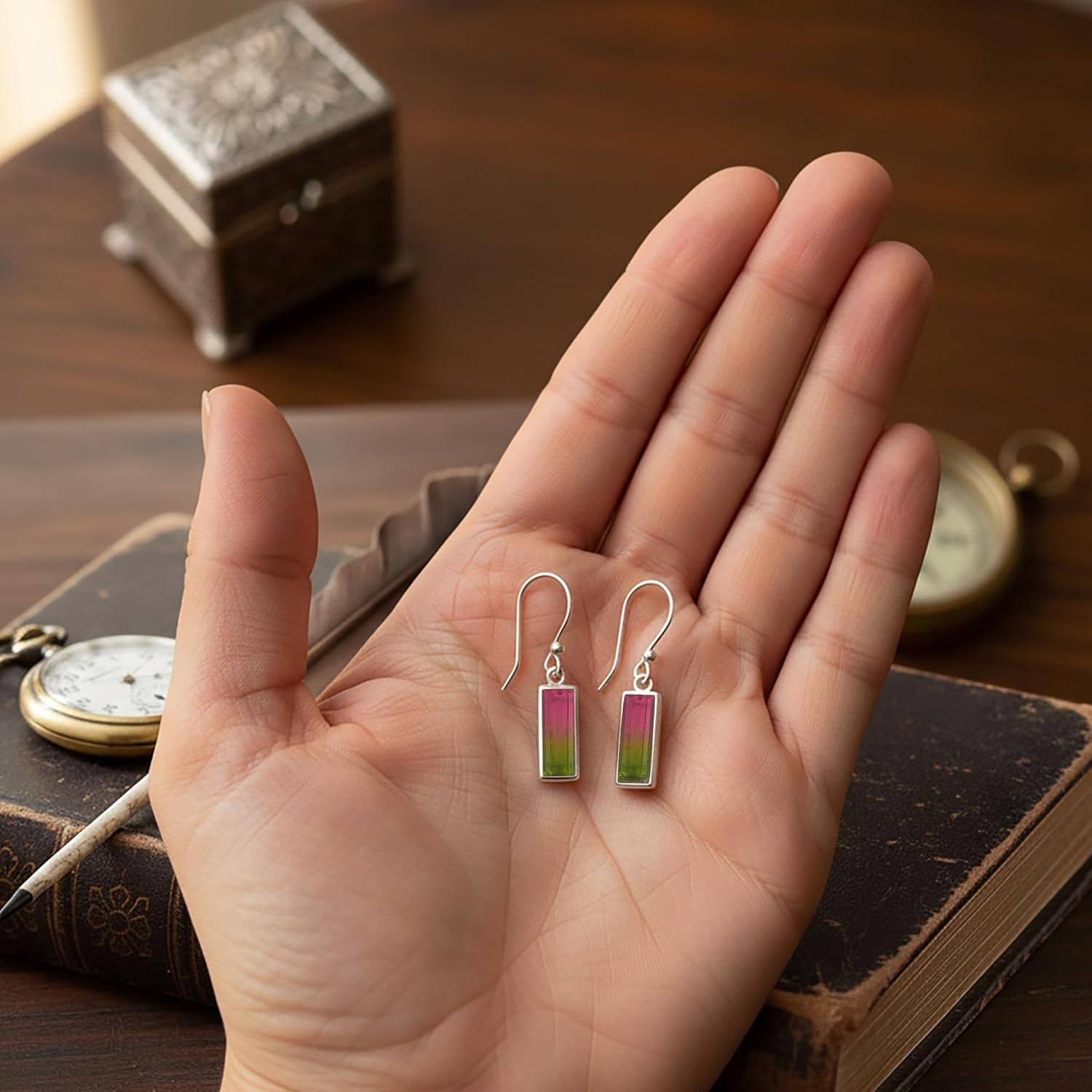 Baguette Shape Gemstone Handmade Healing Earring