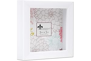 Lawrence Frames 785255 Shadow Box Frame, 5"x 5", White 3x3 Shadow Box