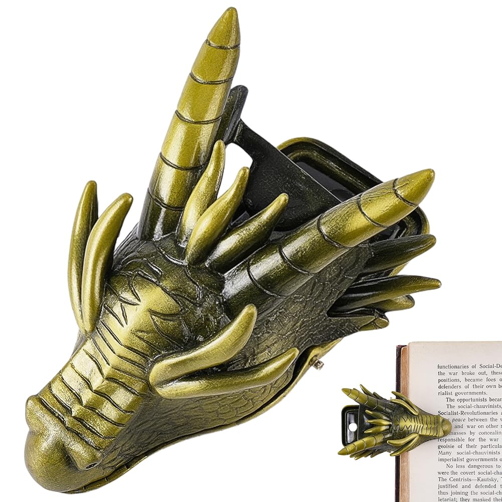 CRASPIRE Vintage 3D Chinese Dragon Journal Clip Notebook Clips Page Holder Antique Bronze Retro Metal Alloy Decorative Binders Holders for Planner Tn Travelers Art Journaling Reading Accessories