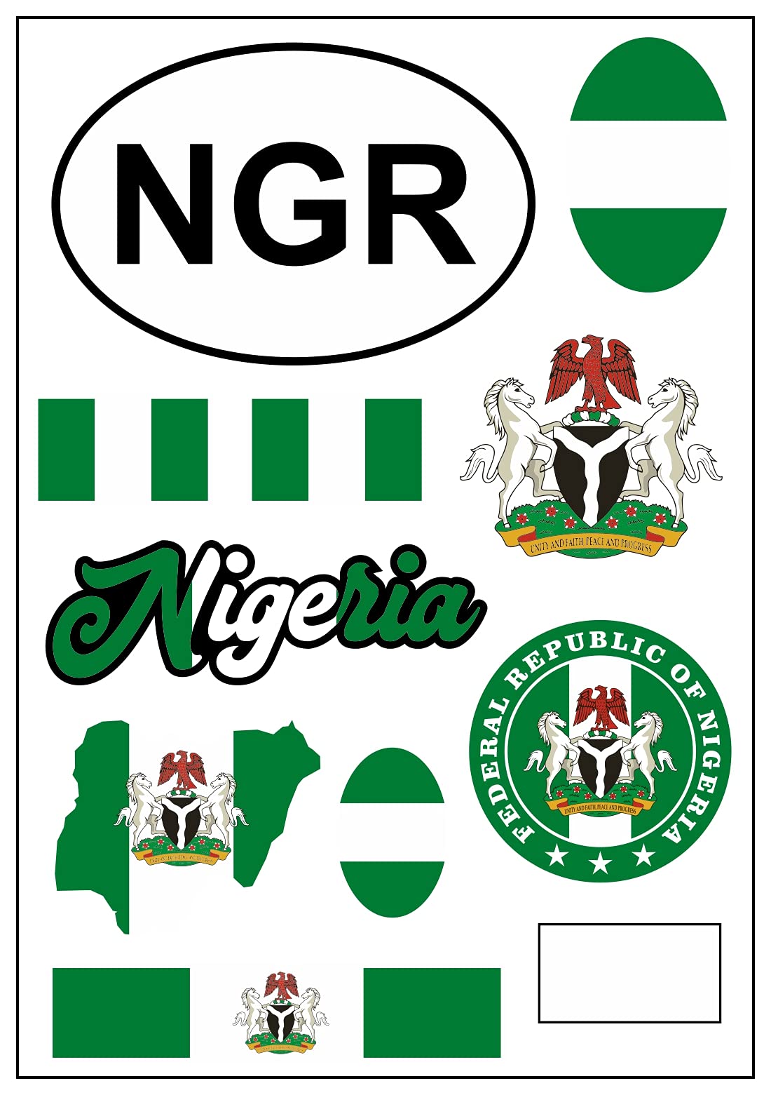Daged Nigeria Sticker Card Sticker Sheet – Car Motorcycle Biker Flag Decoration AK