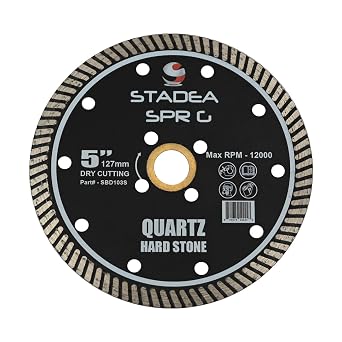SBD103S Diamond Saw Blade 5-Inch Continuous Turbo for Grinder - Granite Hard Stone Dry Cutting, 8 MM Segments