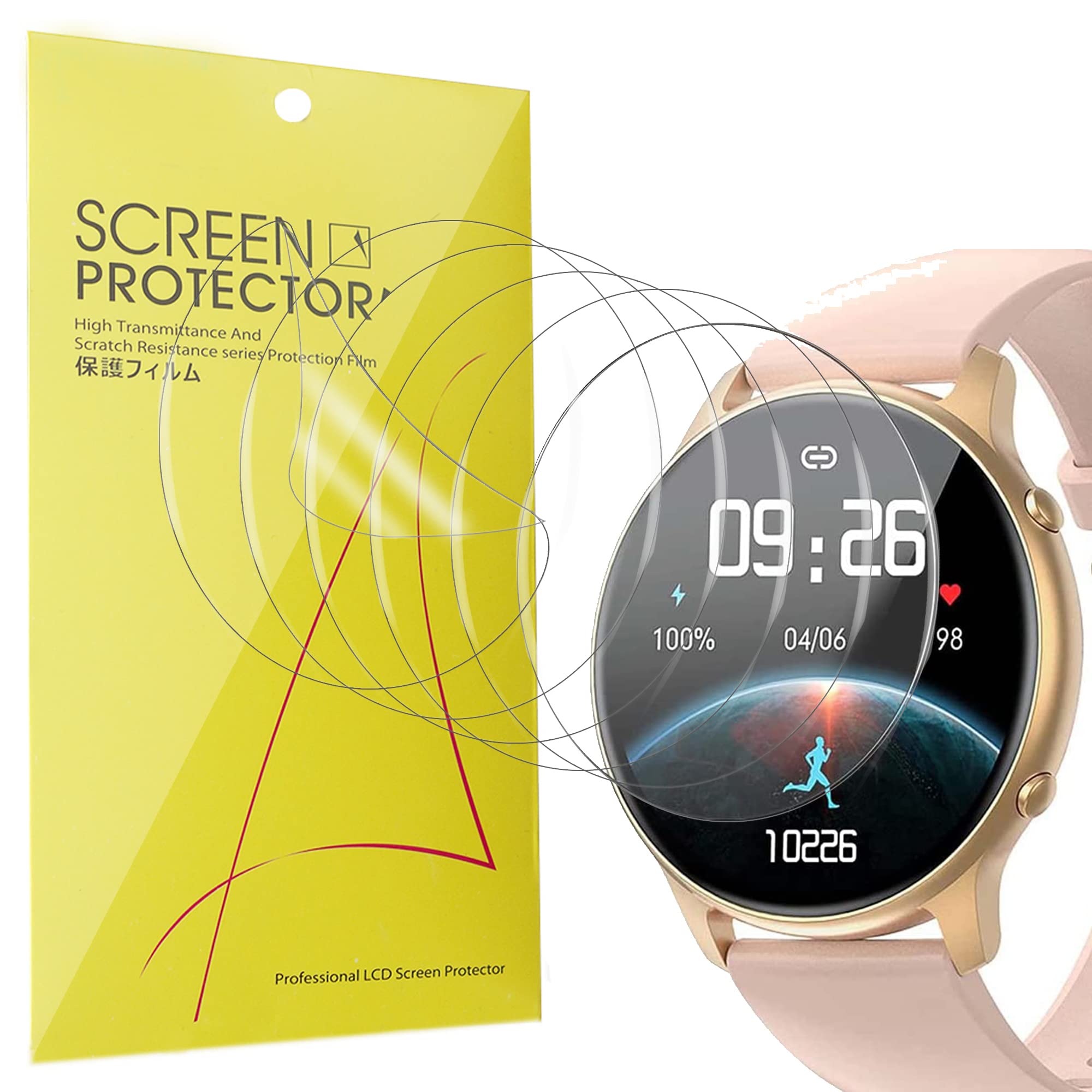 BlueshaweuBlueshaweu for TUYOMA Smart Watch Screen Protector, [6 Pack] Full Coverage TPU Clear HD Film Compatible with TUYOMA LLKBOHA BCFHYK Afelza DIKTOYOU ManiGoo BOZLUN NiUFFiT LW36 1.28" Smartwatch