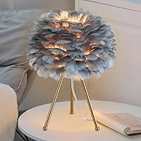 Vista 7 de Capslpad Lámpara de mesa con trípode de plumas, 15.3 pulgadas, moderna lámpara de mesa/escritorio blanca con acabado dorado para sala de estar