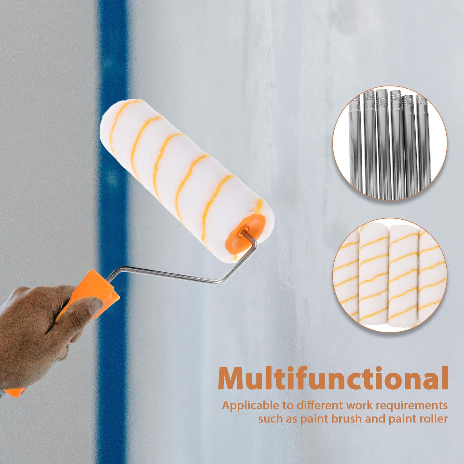 Didiseaon Rulli per Imbiancare con Asta Telescopica in Acciaio Inossidabile Rulli per Pareti e Angoli Spazzole per Pittura Casa Facili da Pulire e Multiuso