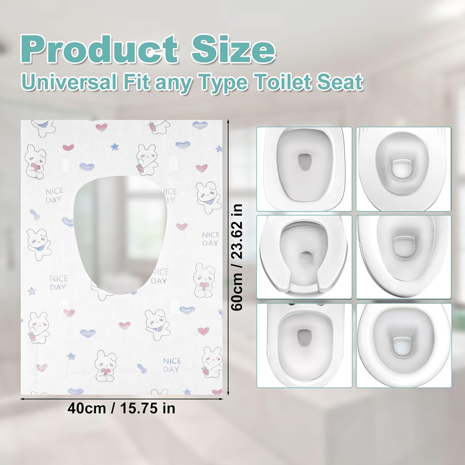 50 Pack Toilet Seat Covers Disposable, Portable Toilet Seat Cover for Travel Waterproof Potty Covers for Toddler(Individually Wrapped）