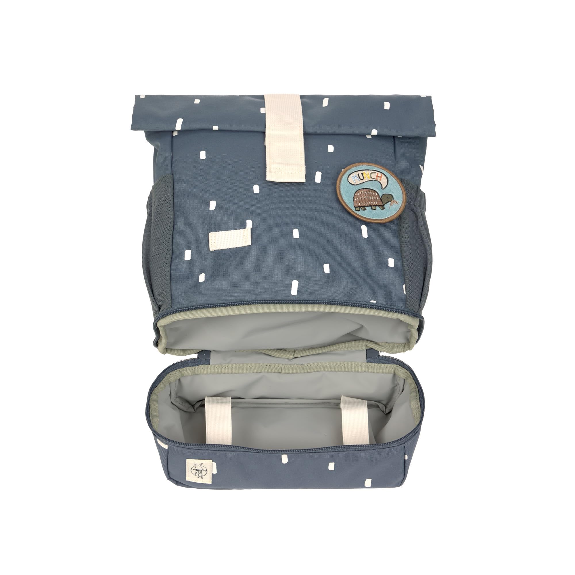 Lässig Sac à dos pour l'école maternelle Sac à dos Rolltop avec sangle de poitrine hydrofuge, 11 litres/Mini Rolltop Backpack Happy Prints bleu foncé