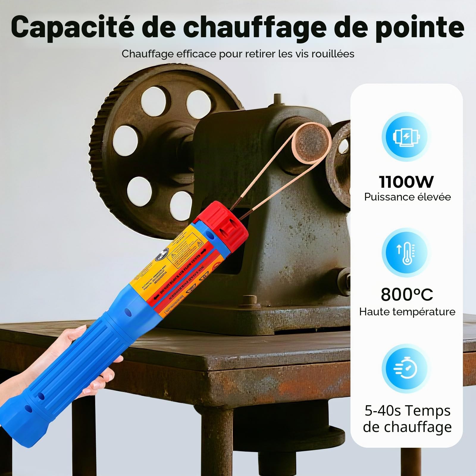 Chauffage par induction magnétique, appareil de chauffage par induction, ensemble d'outils manuels chauffants par induction, outil de chauffage par induction pour enlever les vis, appareil de