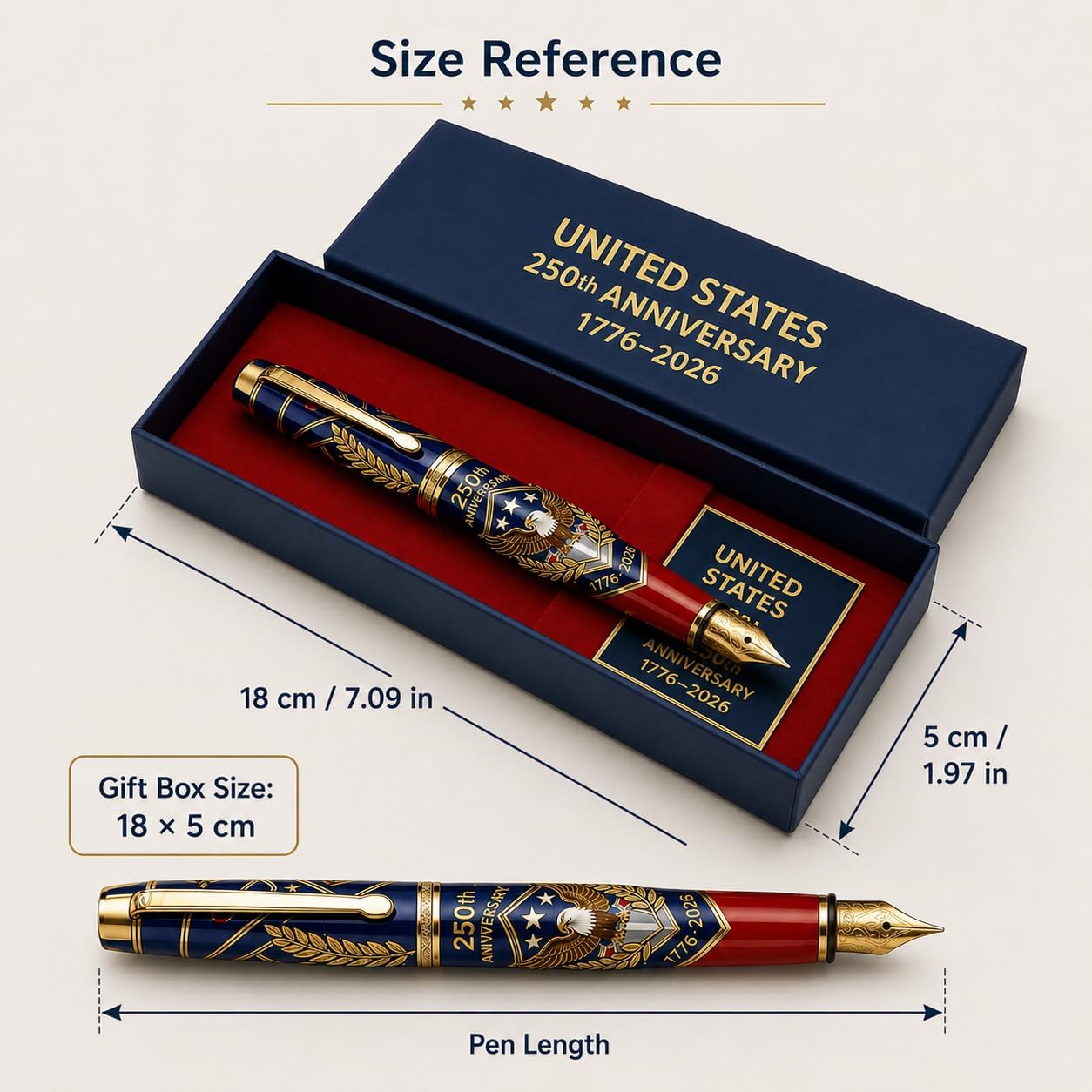 Penna a sfera commemorativa per il 250° anniversario, penna da collezione patriottica per il 4 luglio, celebrazione dell'indipendenza, ricordo americano dei 250 anni, edizione limitata 1776-2026