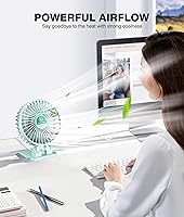 Vista 2 de JZCreater Ventilador de Escritorio USB, Mini Ventilador Portátil, Ventilador de Enfriamiento de Mesa de Escritorio de 3 Velocidades, Ventilador